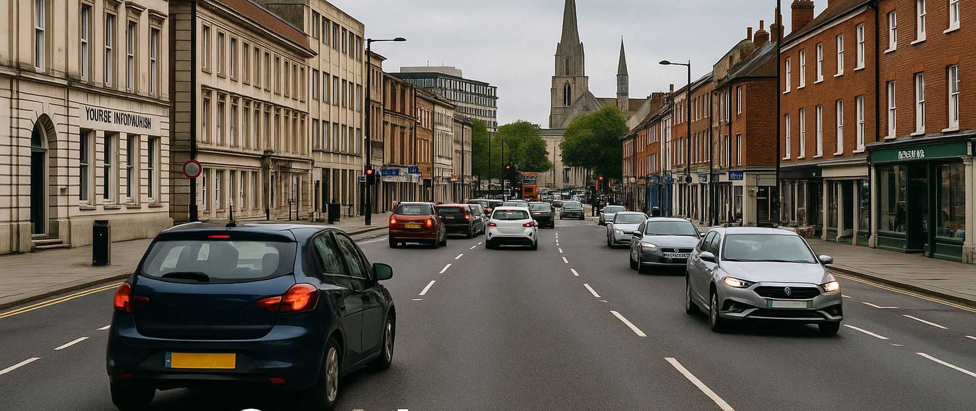 A small hatchback parked outside a café in southampton