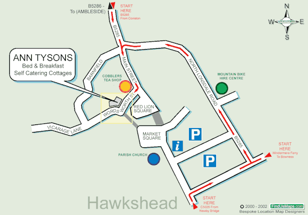 Hawkshead village map